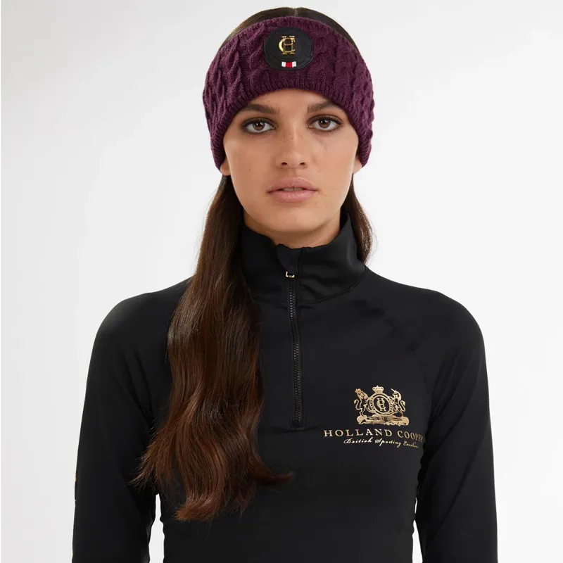 Holland Cooper Luxe Cable Knit Headband - Mulberry